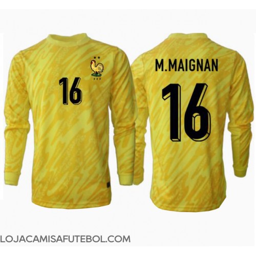 Camisa de Futebol França Mike Maignan #16 Goleiro Equipamento Principal Europeu 2024 Manga Comprida
